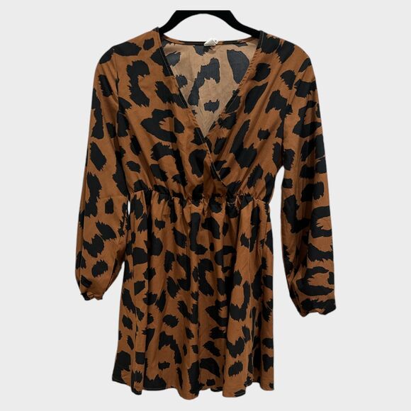 Shein Tween Girls Leopard Print Wrap Dress SZ 140/10Y EUC - Picture 2 of 6